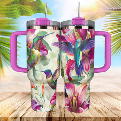 Shineful Tumbler Floral Hummingbirds