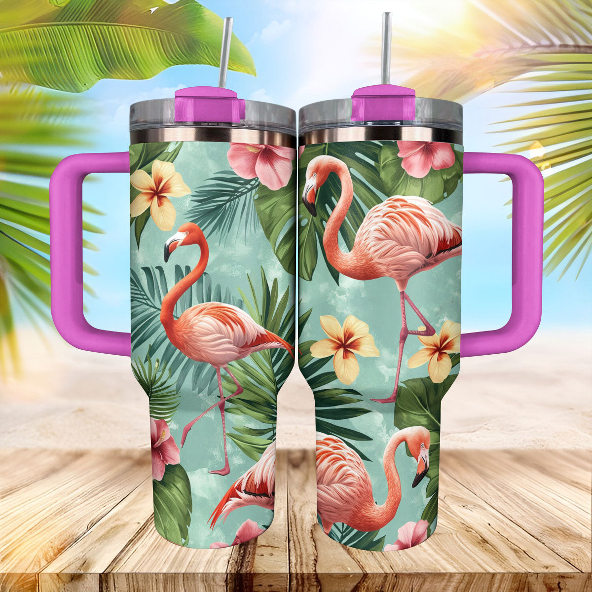 Shineful Tumbler Tropical Flamingos