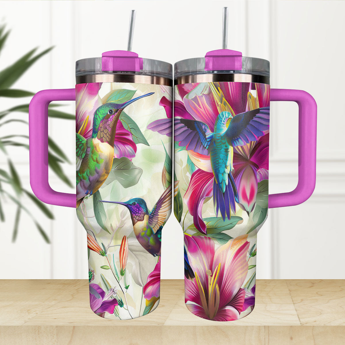 Shineful Tumbler Floral Hummingbirds