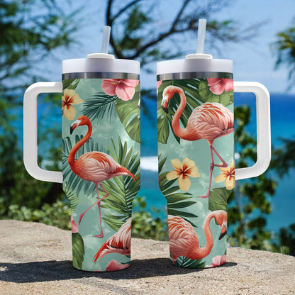 Glänzender Becher Tropische Flamingos