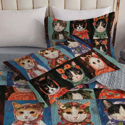 Shineful Quilt 3-Piece Set Vintage Cats