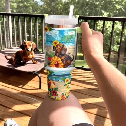 Glänzender personalisierter Becher Beachy Doxie