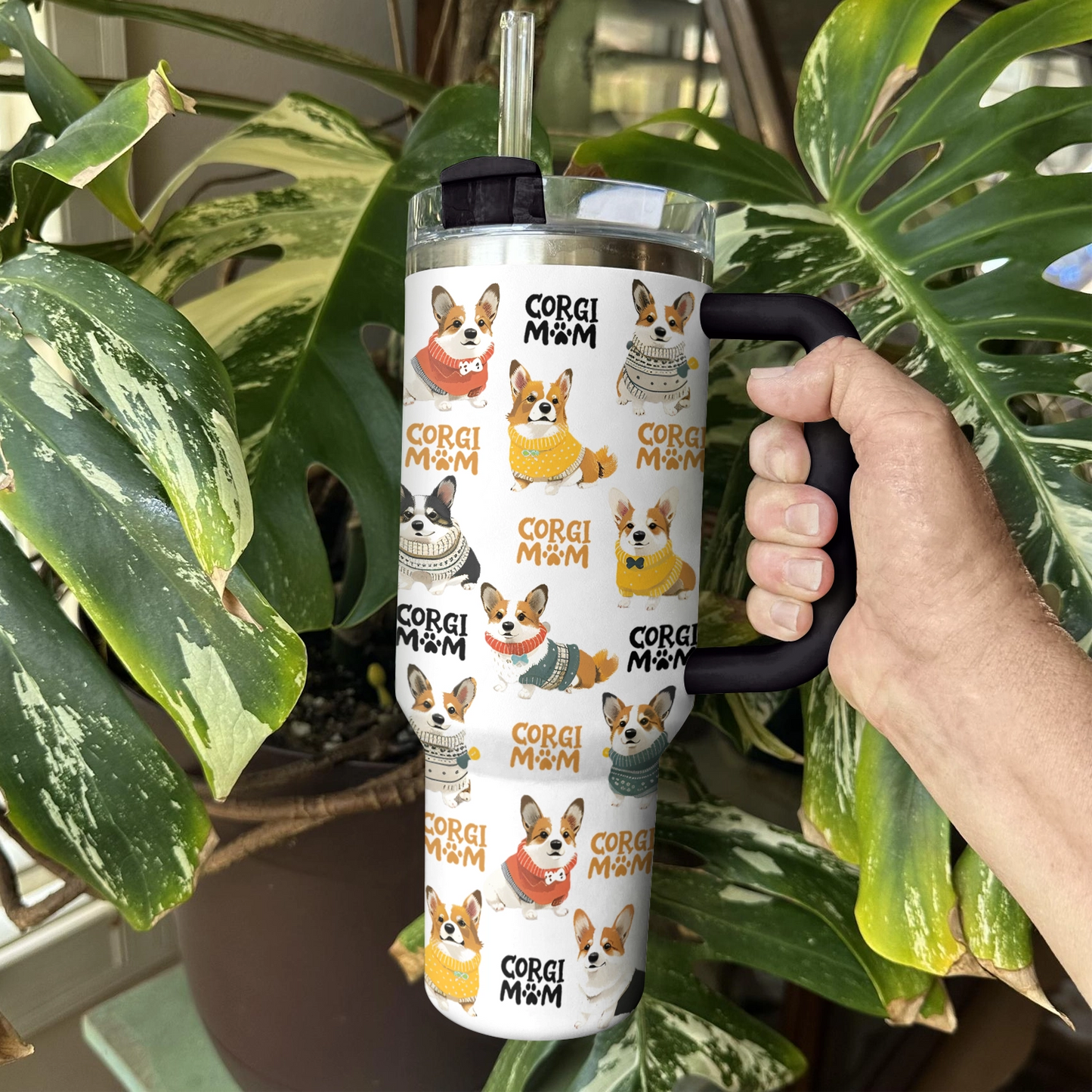 Shineful Tumbler Delight Colorful Corgi Mom