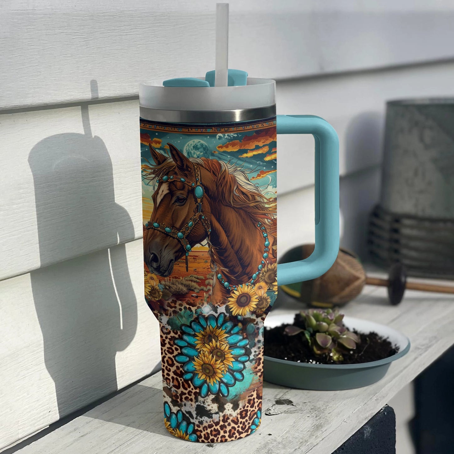 Balade au coucher du soleil sur les tournesols de Shineful Tumbler