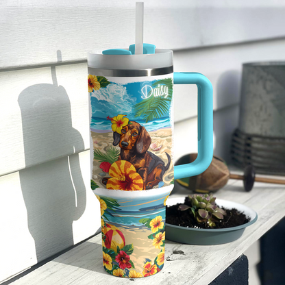 Glänzender personalisierter Becher Beachy Doxie