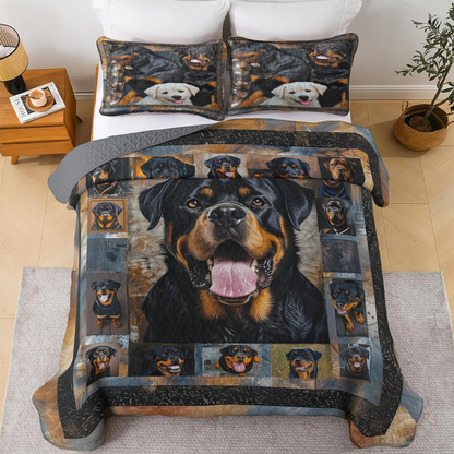 Shineful All Season Quilt 3-Piece Set - Rottweiler Pride Cozy