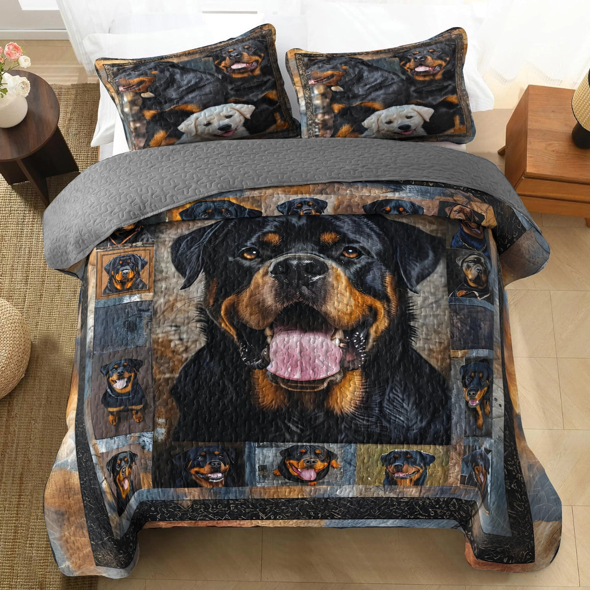 Shineful All Season Quilt 3-Piece Set - Rottweiler Pride Cozy