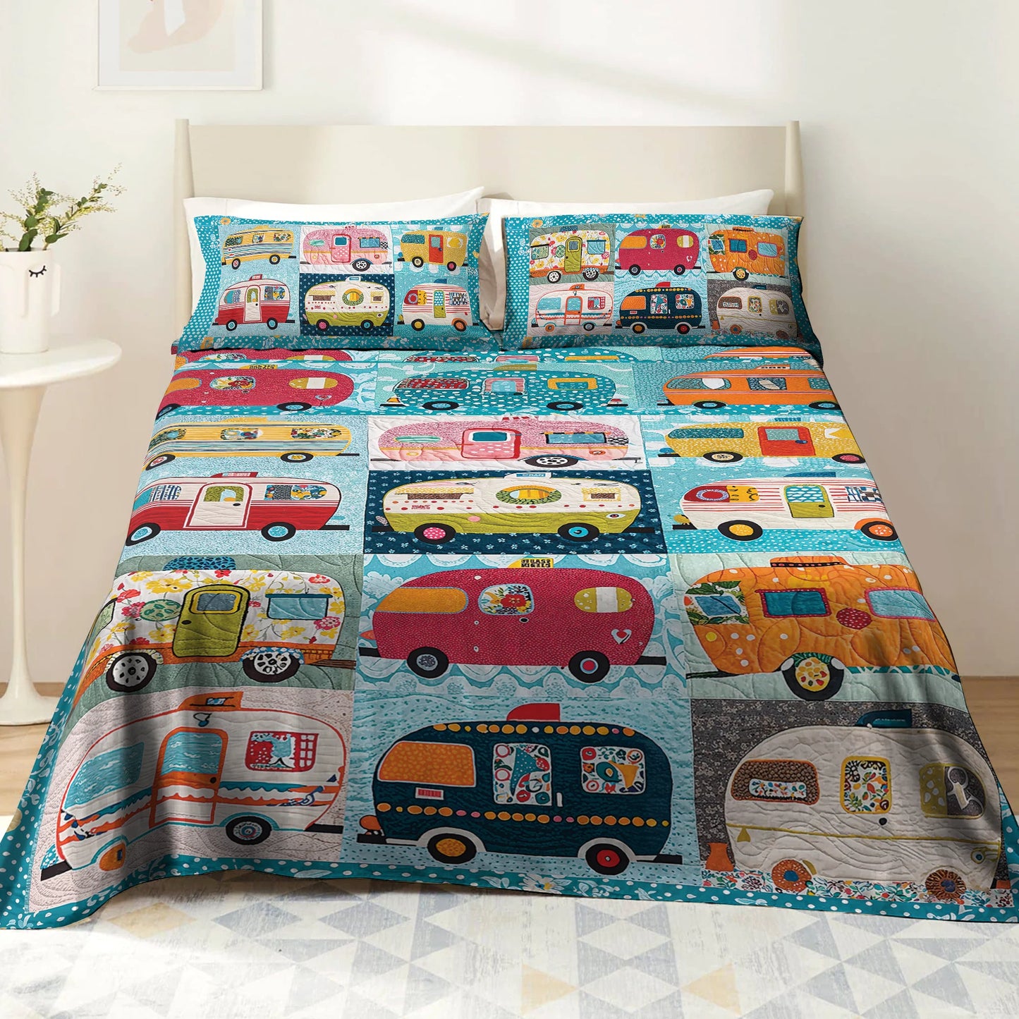 Shineful 4-Piece Bed Sheet Set Vintage Camper