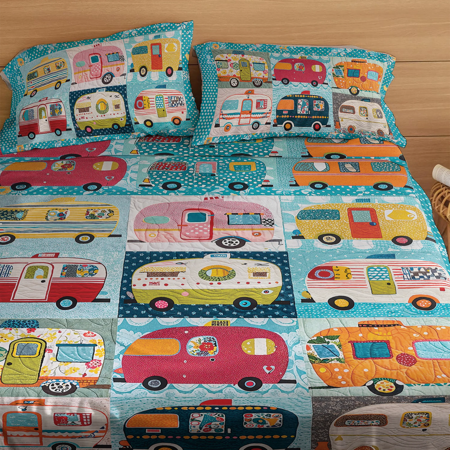 Shineful 4-Piece Bed Sheet Set Vintage Camper