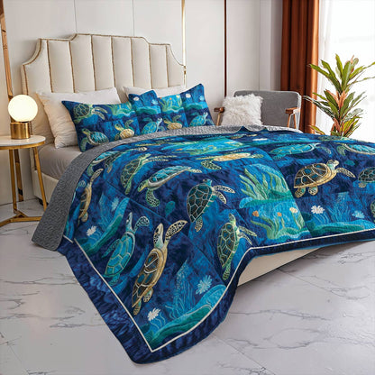 Shineful All Season Quilt 3-Piece Set Happy Ocean