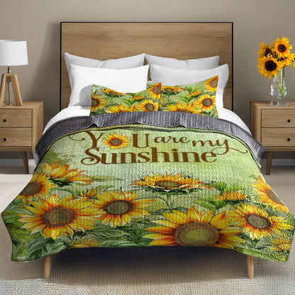 Shineful All Season Quilt 3-Piece Set Vintage You Are My Sunshine