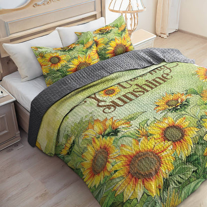 Shineful All Season Quilt 3-Piece Set Vintage You Are My Sunshine