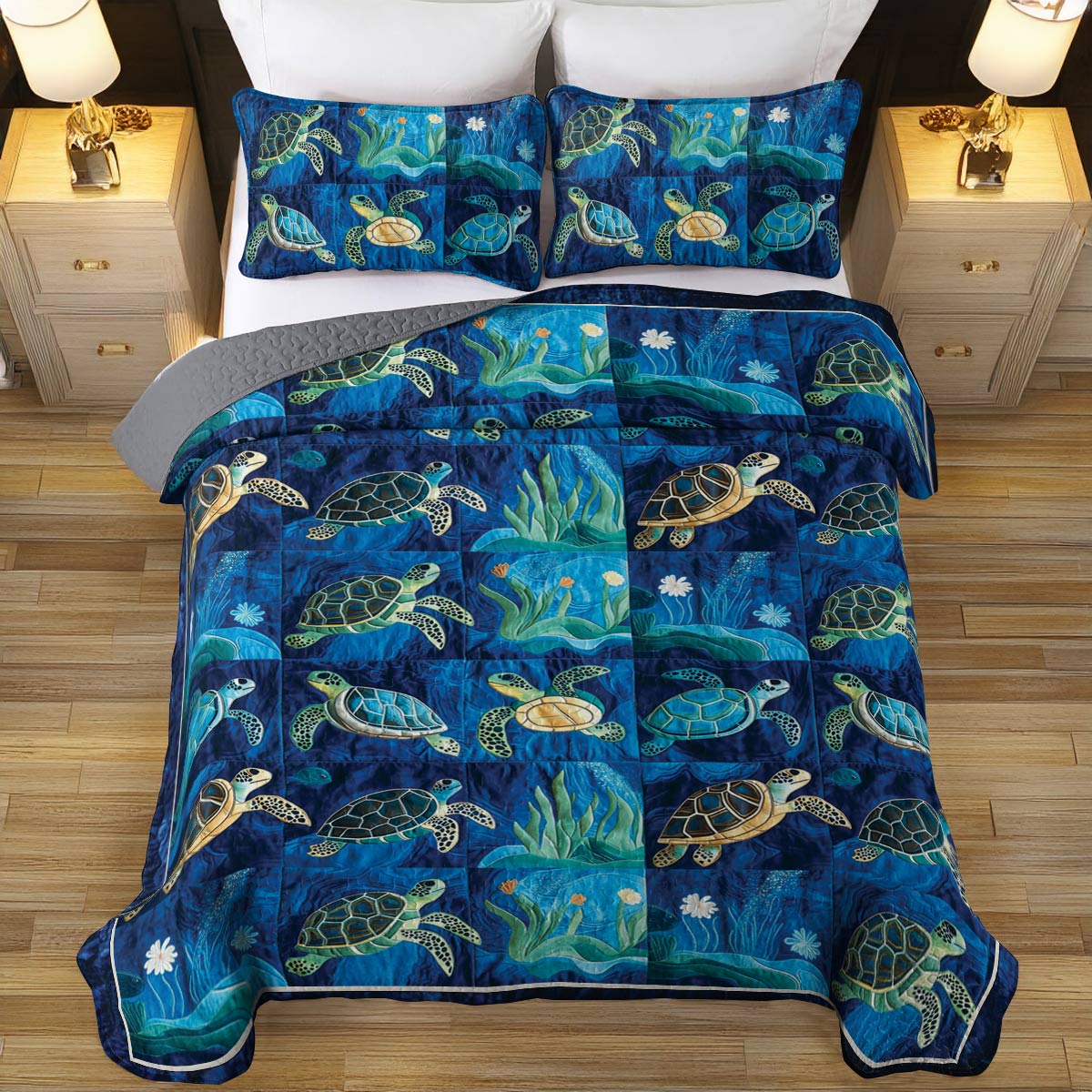 Shineful All Season Quilt 3-Piece Set Happy Ocean