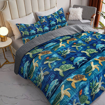 Shineful All Season Quilt 3-Piece Set Sea Turtle Go With The Flow