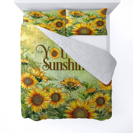 Ensemble de courtepointe toutes saisons Shineful 3 pièces Vintage You Are My Sunshine 