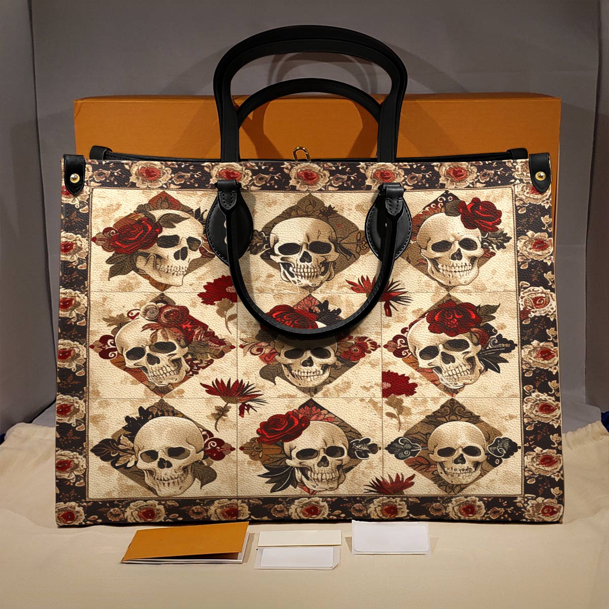 Shineful Leather Bag Charming Skull Roses