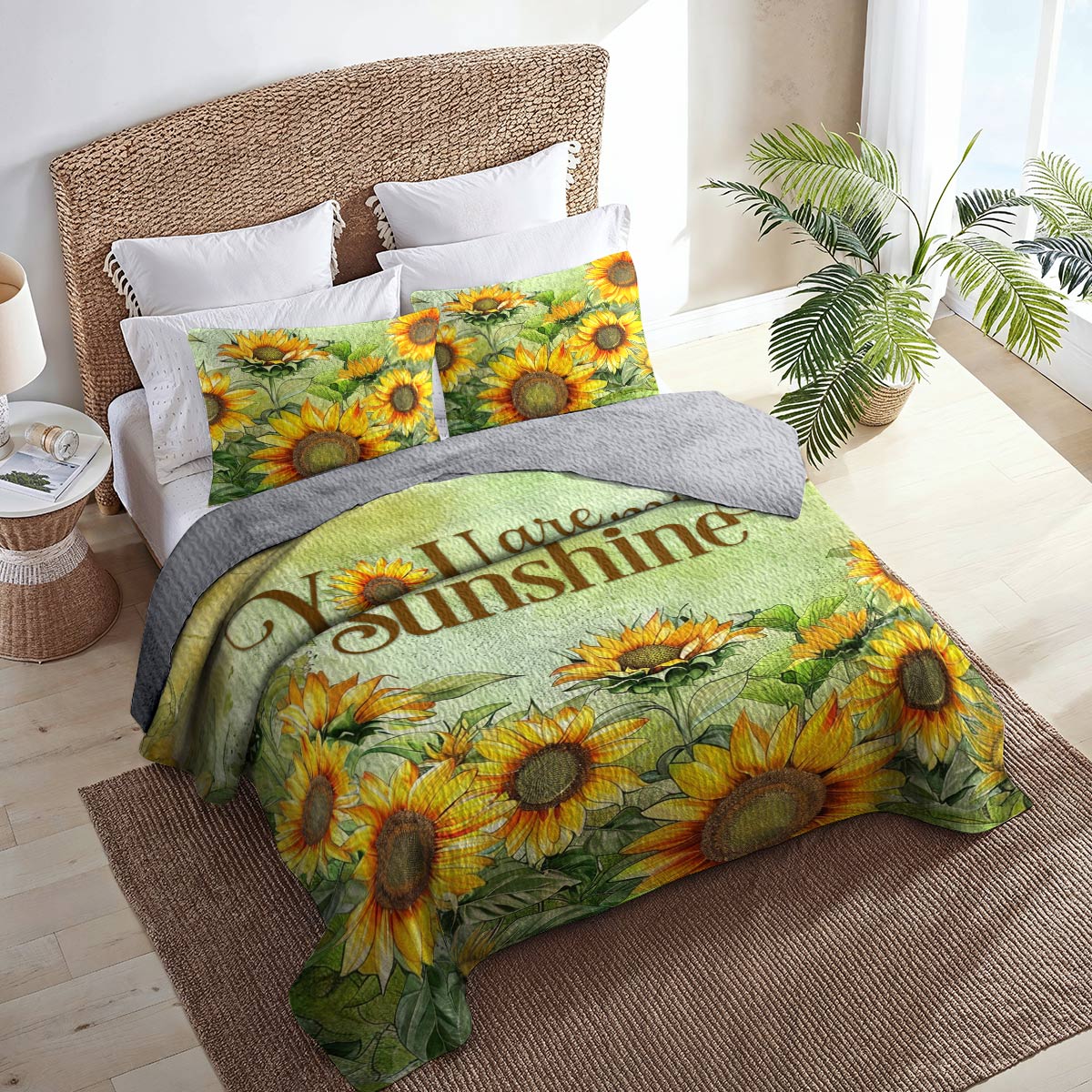 Shineful All Season Quilt 3-Piece Set Vintage You Are My Sunshine