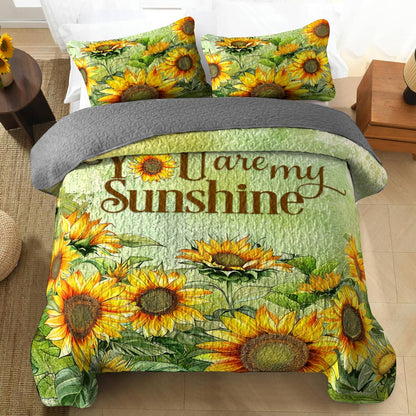 Ensemble de courtepointe toutes saisons Shineful 3 pièces Vintage You Are My Sunshine 