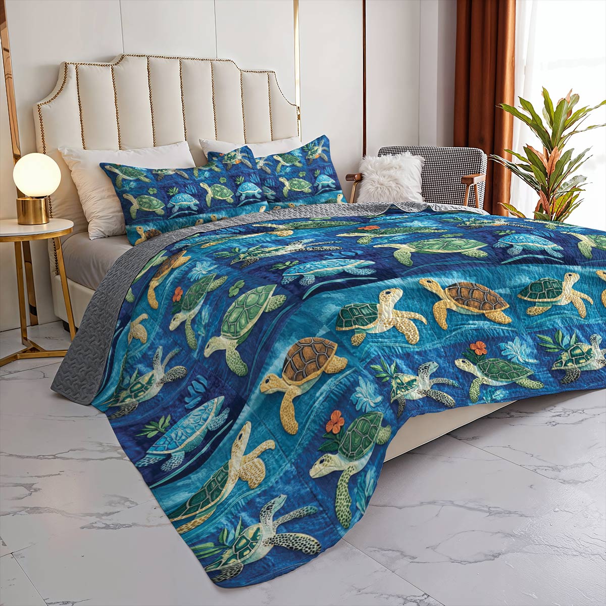 Shineful All Season Quilt 3-Piece Set Sea Turtle Go With The Flow