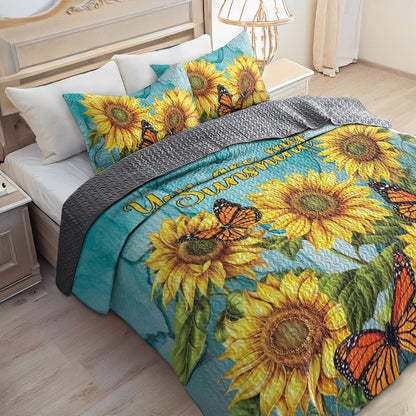 Shineful All Season Quilt 3-Piece Set Sunflower Garden Lovely