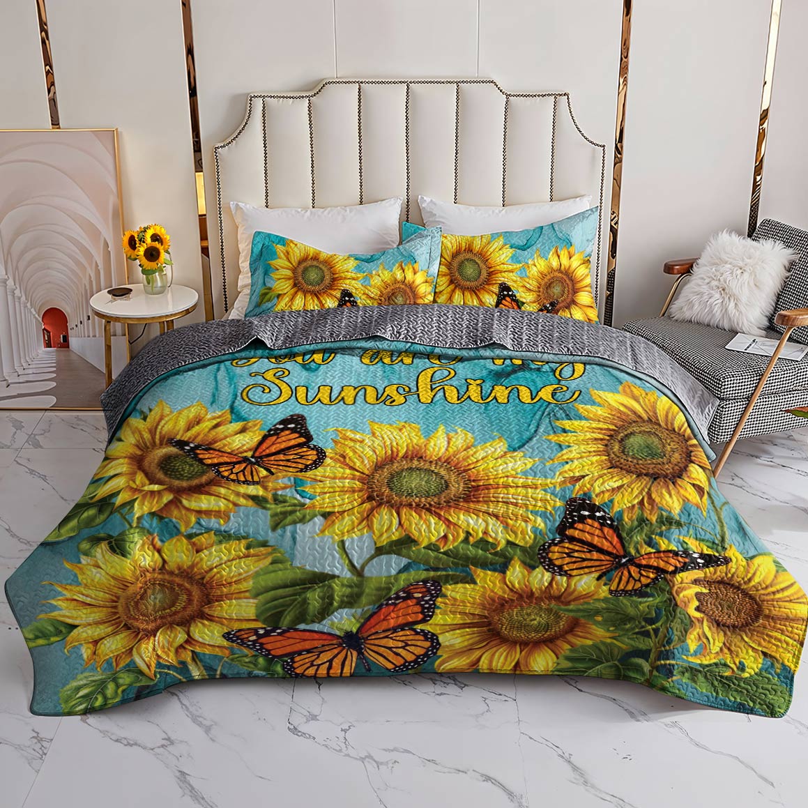 Shineful All Season Quilt 3-Piece Set Sunflower Garden Lovely