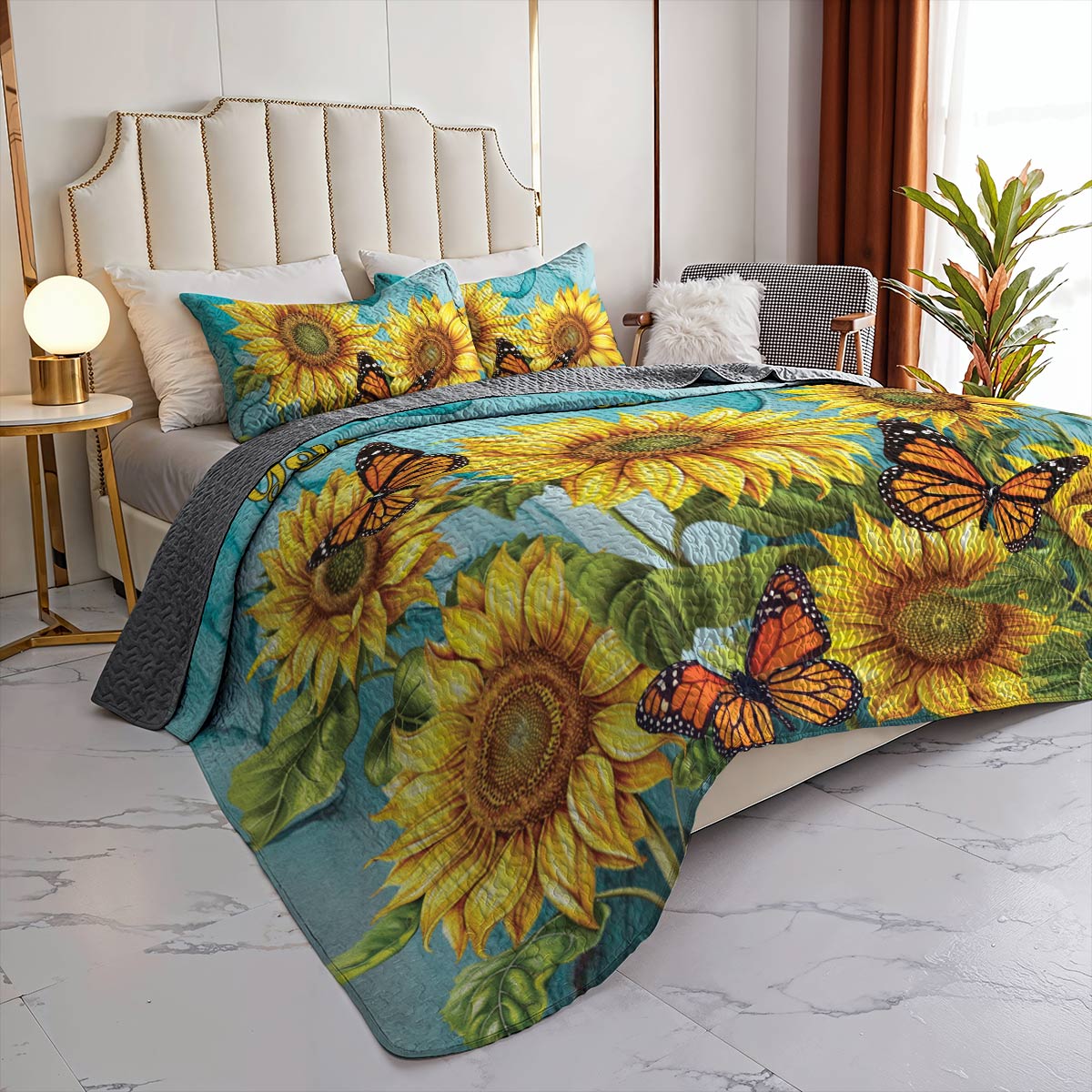 Shineful All Season Quilt 3-Piece Set Sunflower Garden Lovely