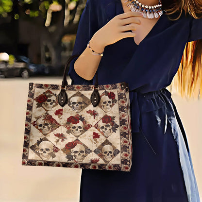 Shineful Leather Bag Charming Skull Roses