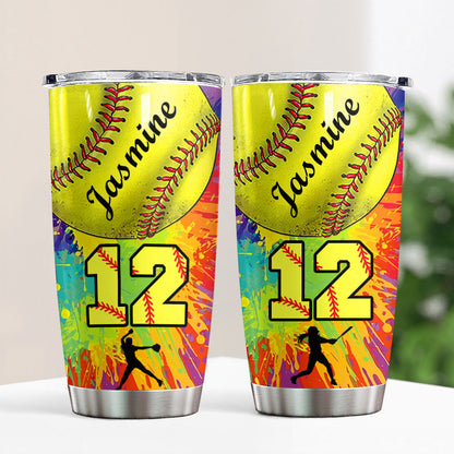 Gobelet personnalisé Shineful de 20 oz avec motif de softball coloré