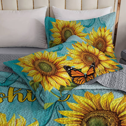 Ensemble de courtepointe toutes saisons Shineful 3 pièces Sunflower Garden Lovely 