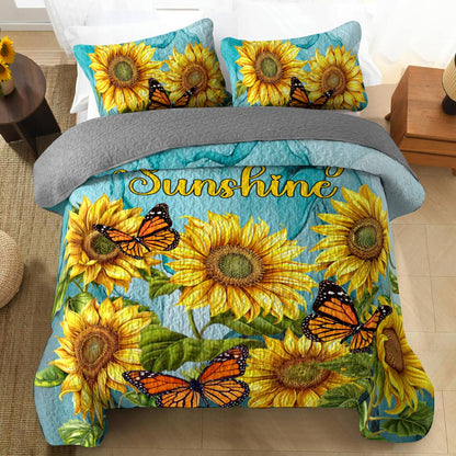 Shineful All Season Quilt 3-Piece Set Sunflower Garden Lovely