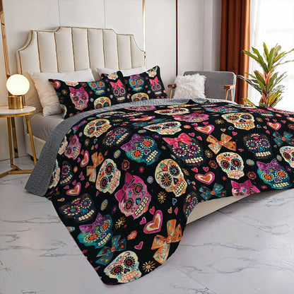 Shineful All Season Quilt 3-teiliges Set Pretty Love Sugar Skull