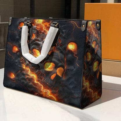 Shineful Leather Bag Beautiful Fire Skull