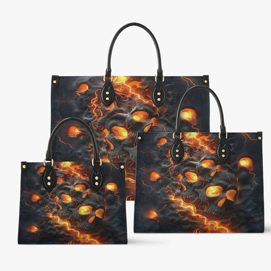 Shineful Leather Bag Beautiful Fire Skull