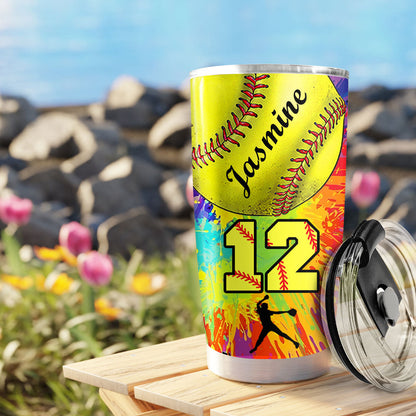 Shineful Personalized 20oz Tumbler Colorful Softball