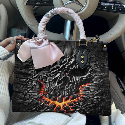 Shineful Leather Bag Unique Fire Skull