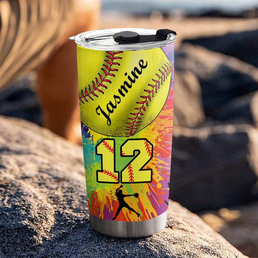 Shineful Personalized 20oz Tumbler Colorful Softball