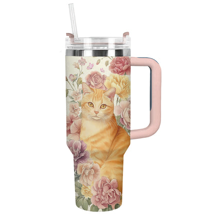 Shineful Tumbler Floral Ginger Cat