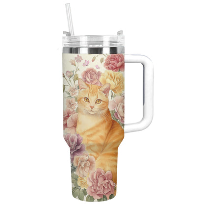 Shineful Tumbler Floral Ginger Cat