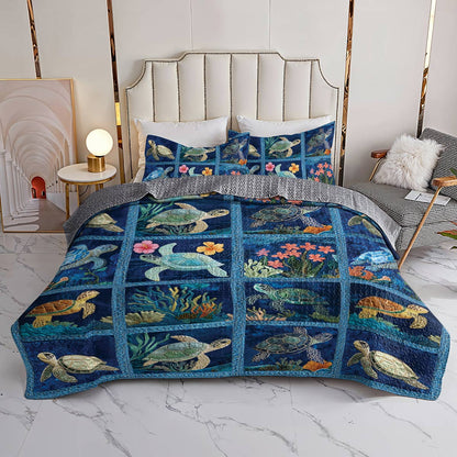 Shineful All Season Quilt 3-Piece Set Stunning Sea Turtle