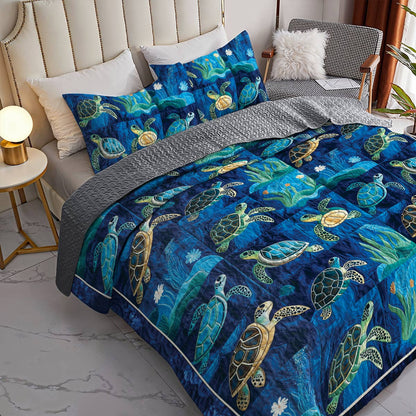 Shineful All Season Quilt 3-Piece Set Happy Ocean