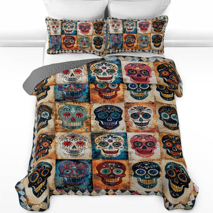 Shineful All Season Quilt 3-Piece Set Sugar Skull Lovely