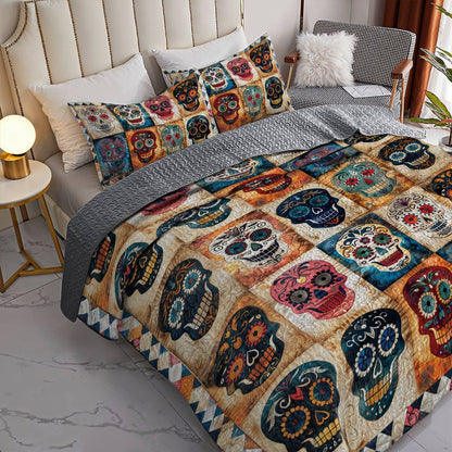 Shineful All Season Quilt 3-Piece Set Sugar Skull Lovely