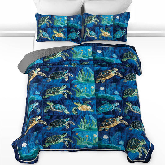 Shineful All Season Quilt 3-Piece Set Happy Ocean