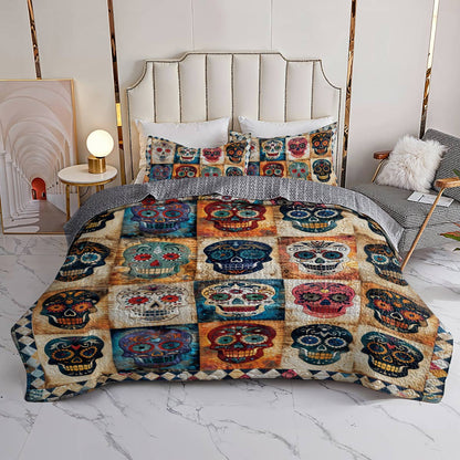 Shineful All Season Quilt 3-Piece Set Sugar Skull Lovely