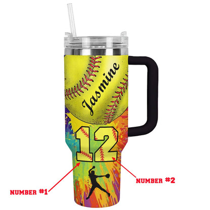 Shineful Personalized Tumbler Colorful Softball