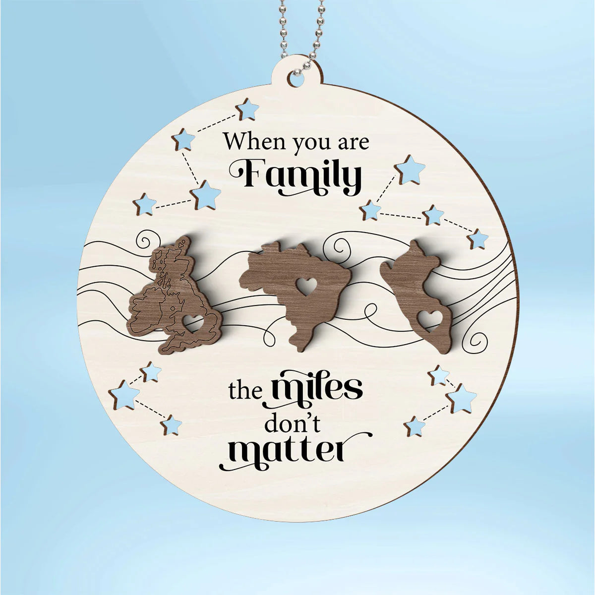 Shineful Long Distance Family Friends Siblings Sisters Besties Personalized 2-Layered Wooden Ornament