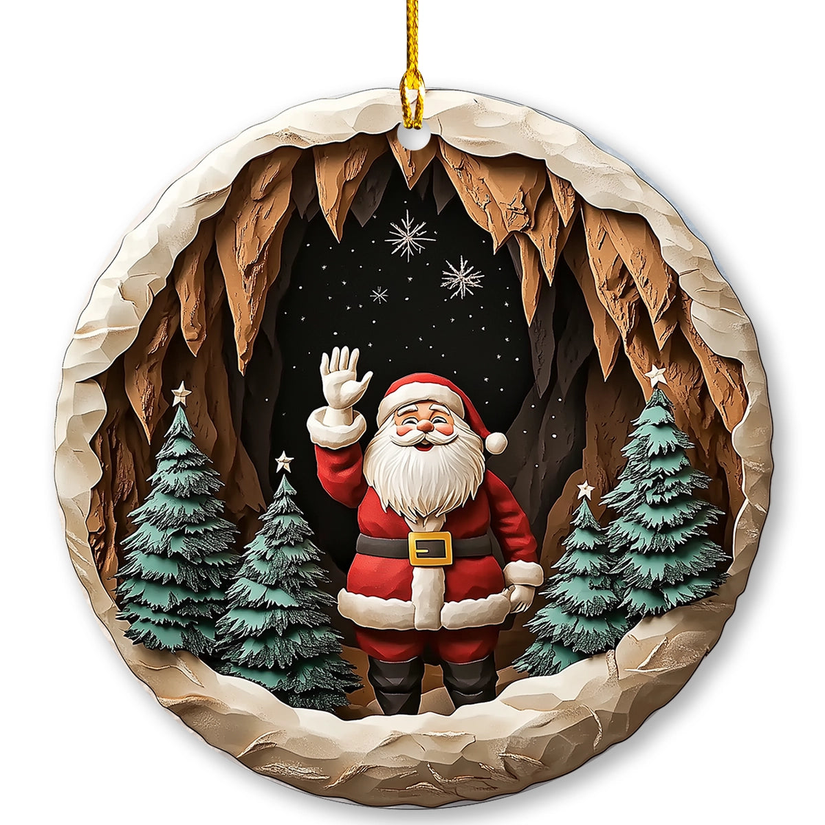 Glänzendes 2D-Ornament aus Acryl – Weihnachtsmann und Weihnachtsstimmung mit Rabatt