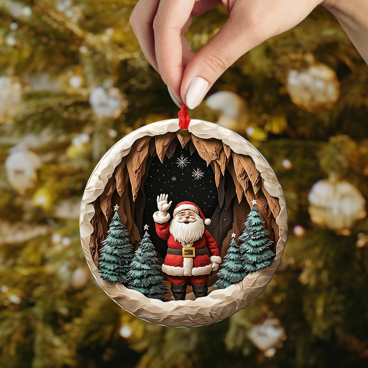 Glänzendes 2D-Ornament aus Acryl – Weihnachtsmann und Weihnachtsstimmung mit Rabatt