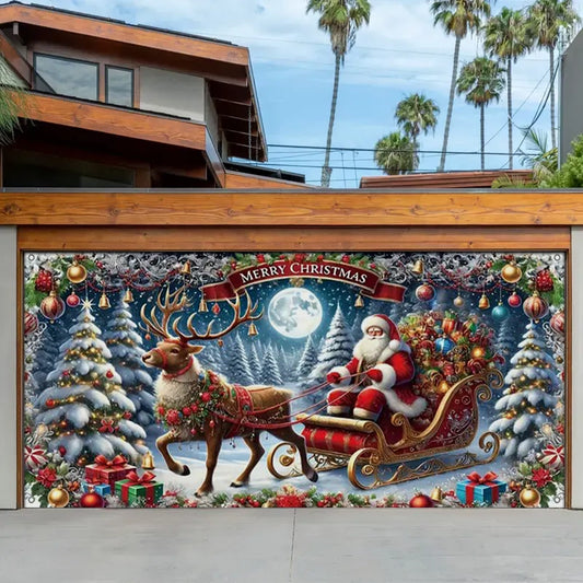 Shineful Garage Door Banner Decoration Christmas Eve Sleigh Ride