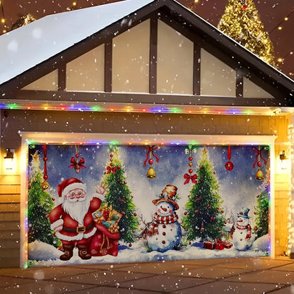 Shineful Garage Door Banner Decoration Holiday Cheer with Santa and Snowmen